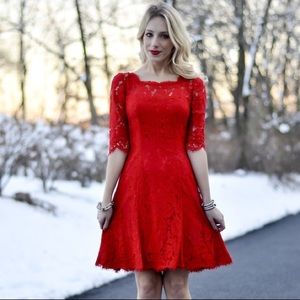 Eliza J Red Lace Cocktail Dress